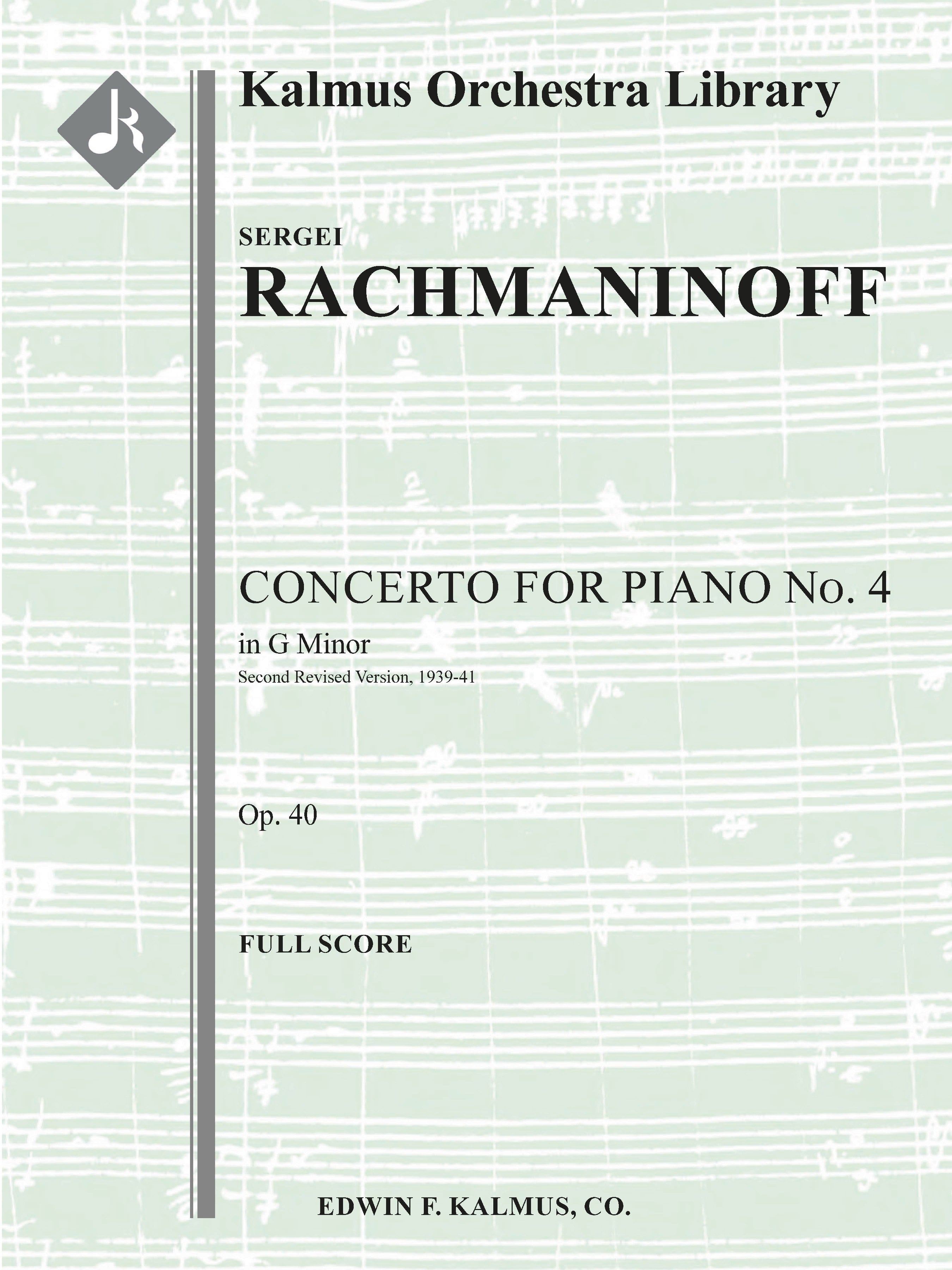 Concerto for Piano No.4 in G minor, Op.40 (Second revised version 1939-41) Cover Image