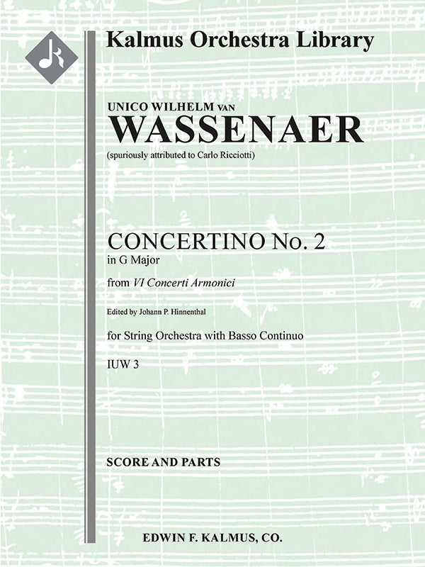 Concerti Armonici: Concertino No. 2 in G (spuriously attributed to Ricciotti) Cover Image
