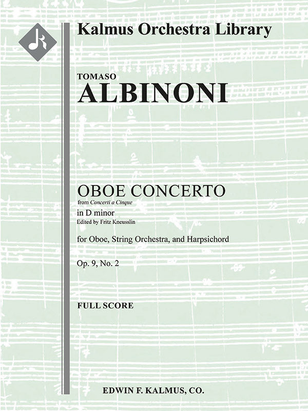 Concerto a Cinque in D minor, Op. 9, No. 2 (Concerto for Oboe in D minor, Op. 9/2) Cover Image