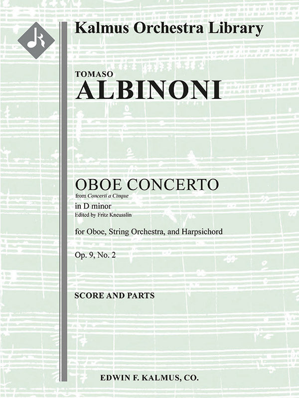 Concerto a Cinque in D minor, Op. 9, No. 2 (Concerto for Oboe in D minor, Op. 9/2) Cover Image