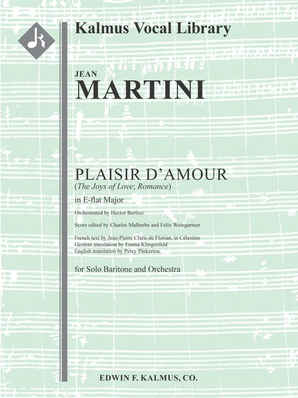 Plaisir d'Amour (The Joys of Love; Romance) [E-flat] Cover Image