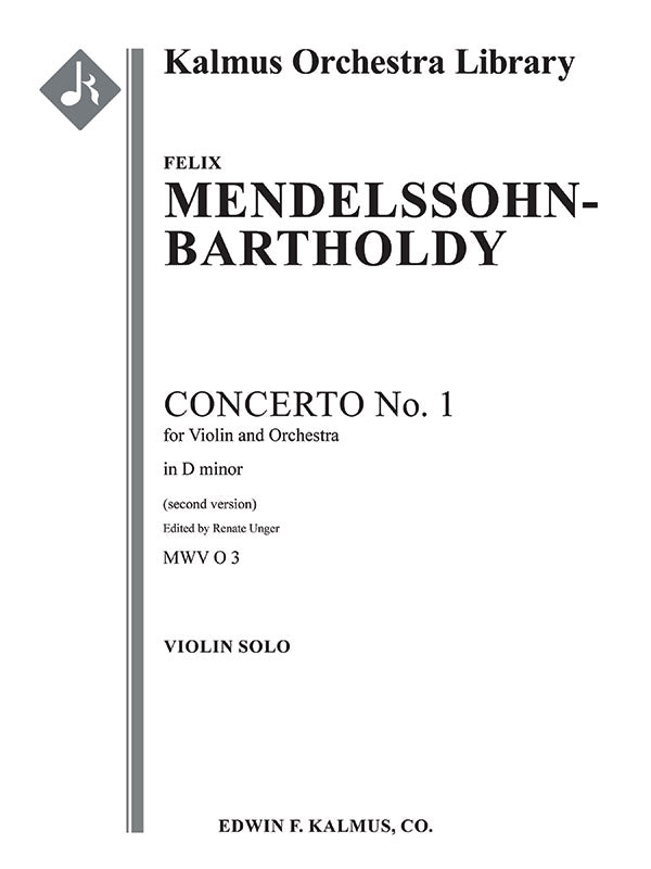 Violin Concerto No. 1 in D minor, MWV O 3 (2nd version) Cover Image