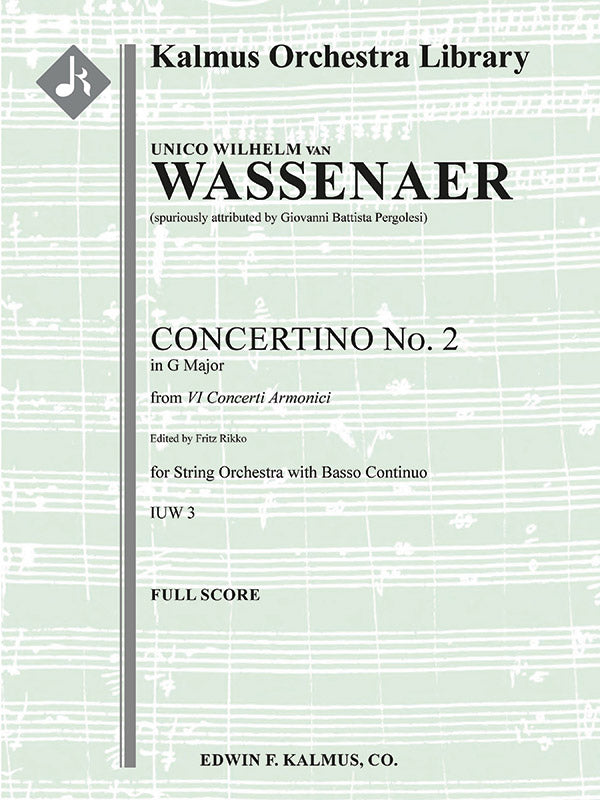 Concerti Armonici: Concertino No. 2 in G (spuriously attributed to Pergolesi) Cover Image