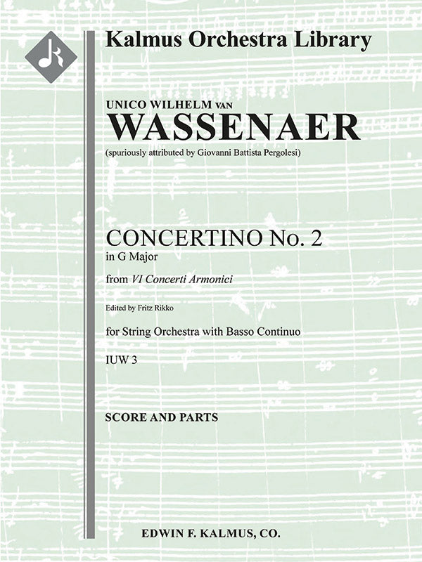 Concerti Armonici: Concertino No. 2 in G (spuriously attributed to Pergolesi) Cover Image