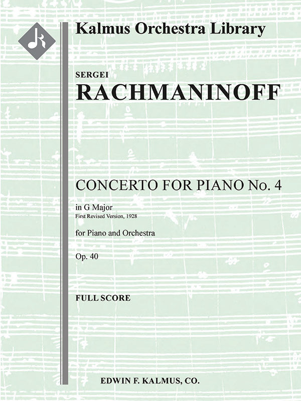 Concerto for Piano No. 4 in G minor, Op. 40 (First revised edition, 1928) Cover Image