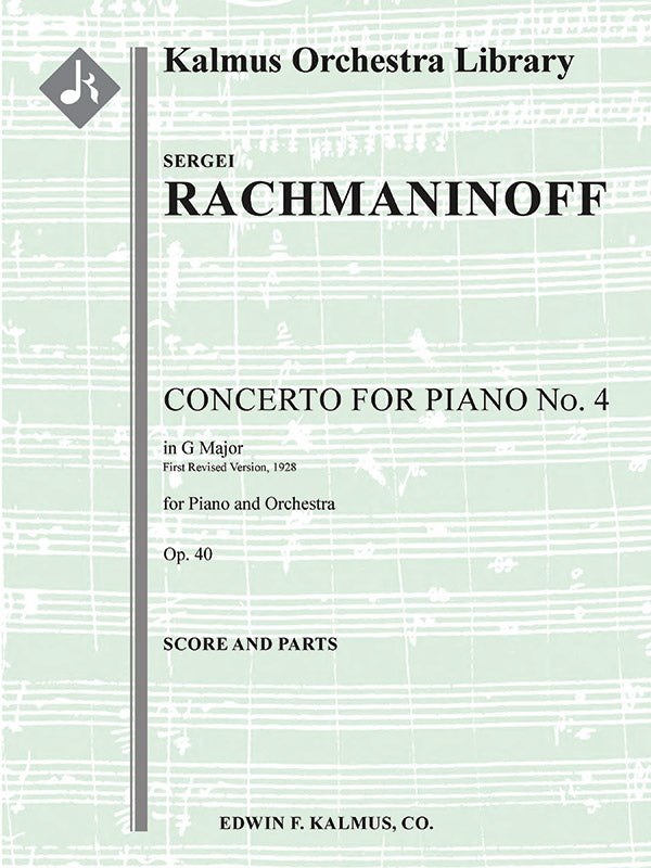 Concerto for Piano No. 4 in G minor, Op. 40 (First revised edition, 1928) Cover Image