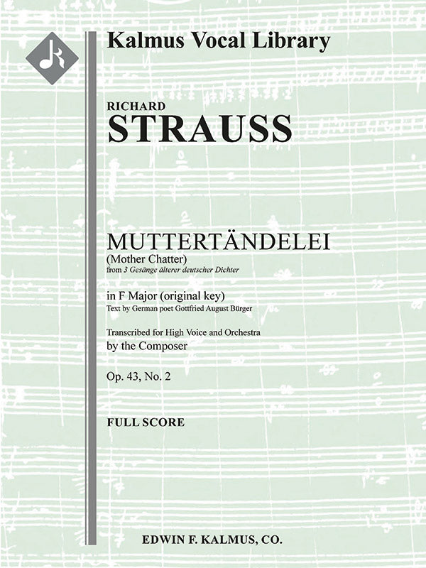 Muttertaendelei, Op. 43/2 [composer's transcription, F] Cover Image