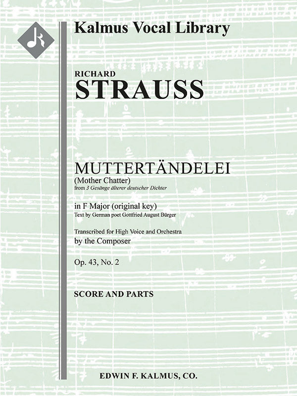 Muttertaendelei, Op. 43/2 [composer's transcription, F] Cover Image