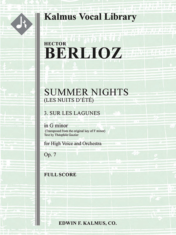 Summer Nights, Op. 7 (Les nuits d'ete): 3. Sur les Lagunes [transposed in G minor] Cover Image