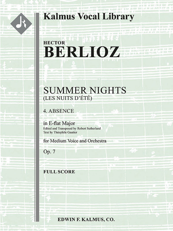 Summer Nights, Op. 7 (Les nuits d'ete): 4. Absence (transposed in Eb) Cover Image