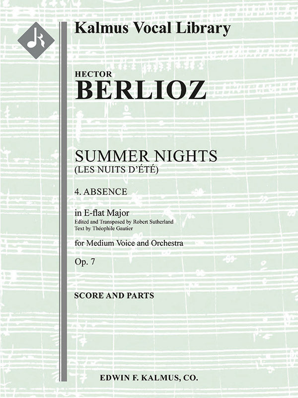 Summer Nights, Op. 7 (Les nuits d'ete): 4. Absence (transposed in Eb) Cover Image