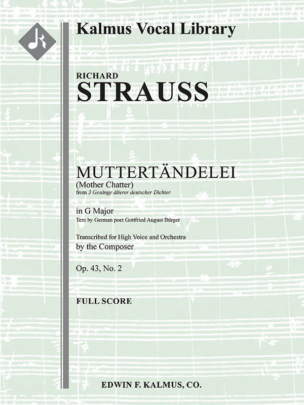 Muttertaendelei, Op. 43/2 [composer's transcription in G] Cover Image