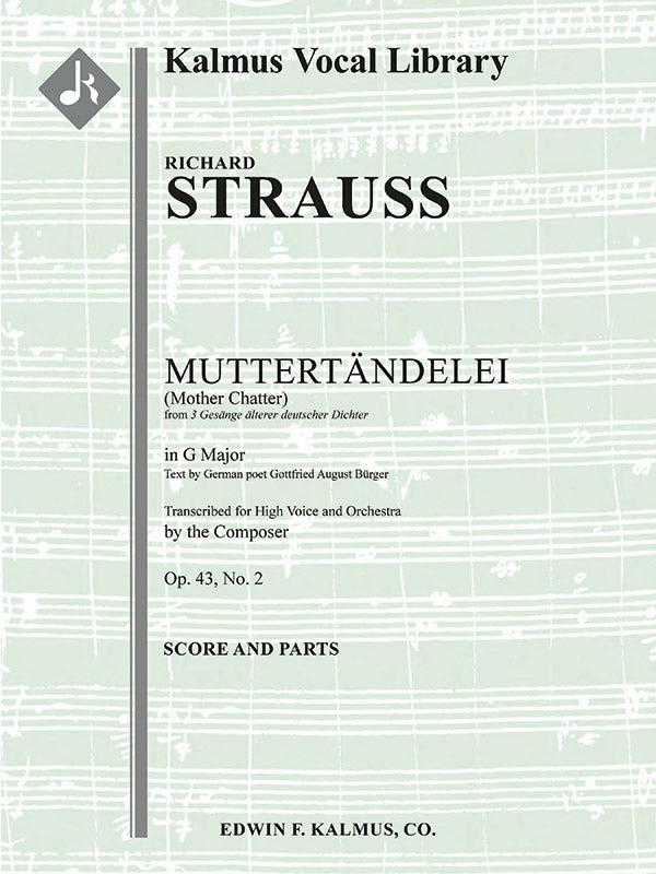 Muttertaendelei, Op. 43/2 [composer's transcription in G] Cover Image