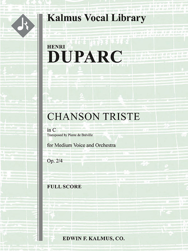 Chanson Triste [composer's transcription, C] Cover Image