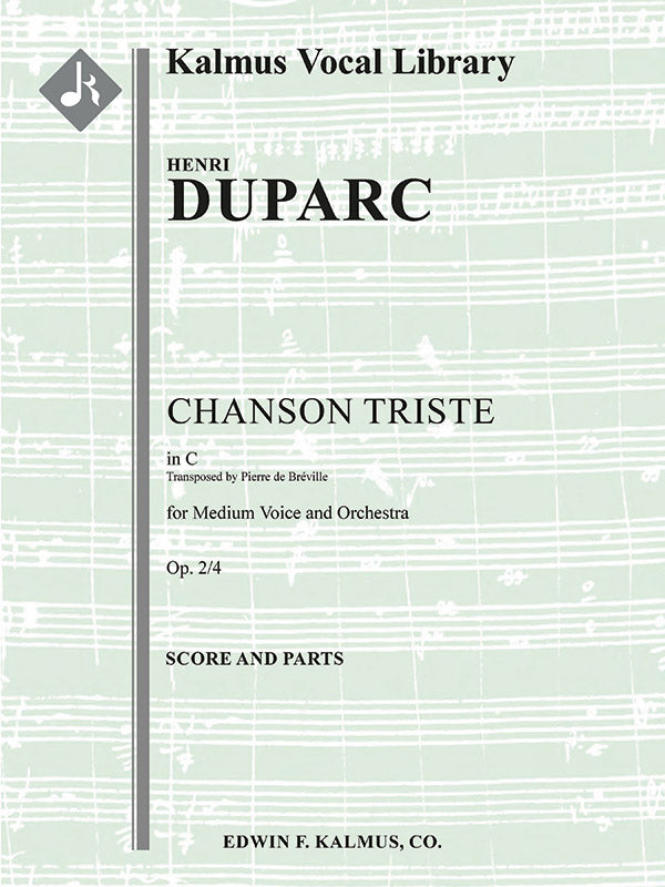 Chanson Triste [composer's transcription, C] Cover Image