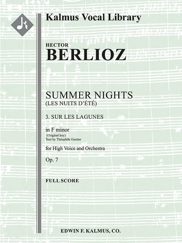 Summer Nights, Op. 7 (Les nuits d'ete): 3. Sur les Lagunes (original key of f minor) Cover Image