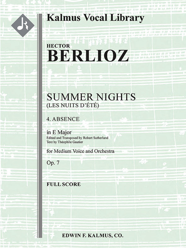 Summer Nights, Op. 7 (Les nuits d'ete): 4. Absence (transposed in E) Cover Image