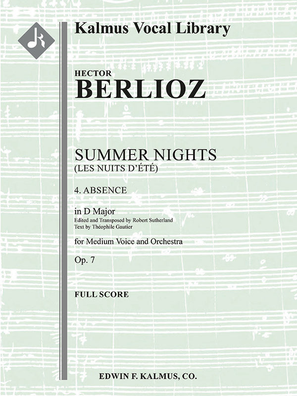 Summer Nights, Op. 7 (Les nuits d'ete): 4. Absence (transposed in D) Cover Image