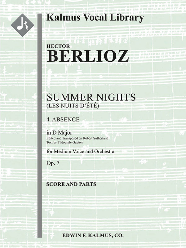 Summer Nights, Op. 7 (Les nuits d'ete): 4. Absence (transposed in D) Cover Image