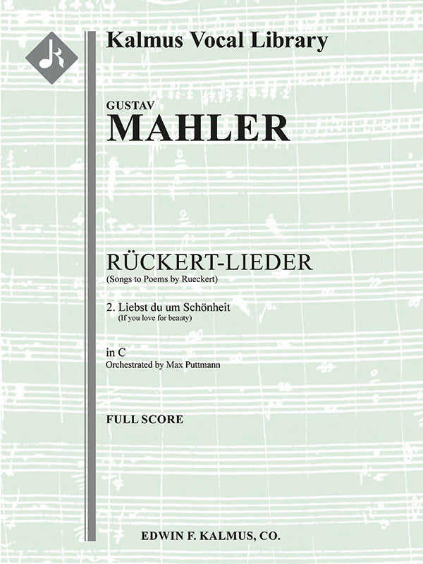 Songs to Poems by Rueckert; No. 5: Liebst du um Schoenheit?, medium voice (C, original key) Cover Image
