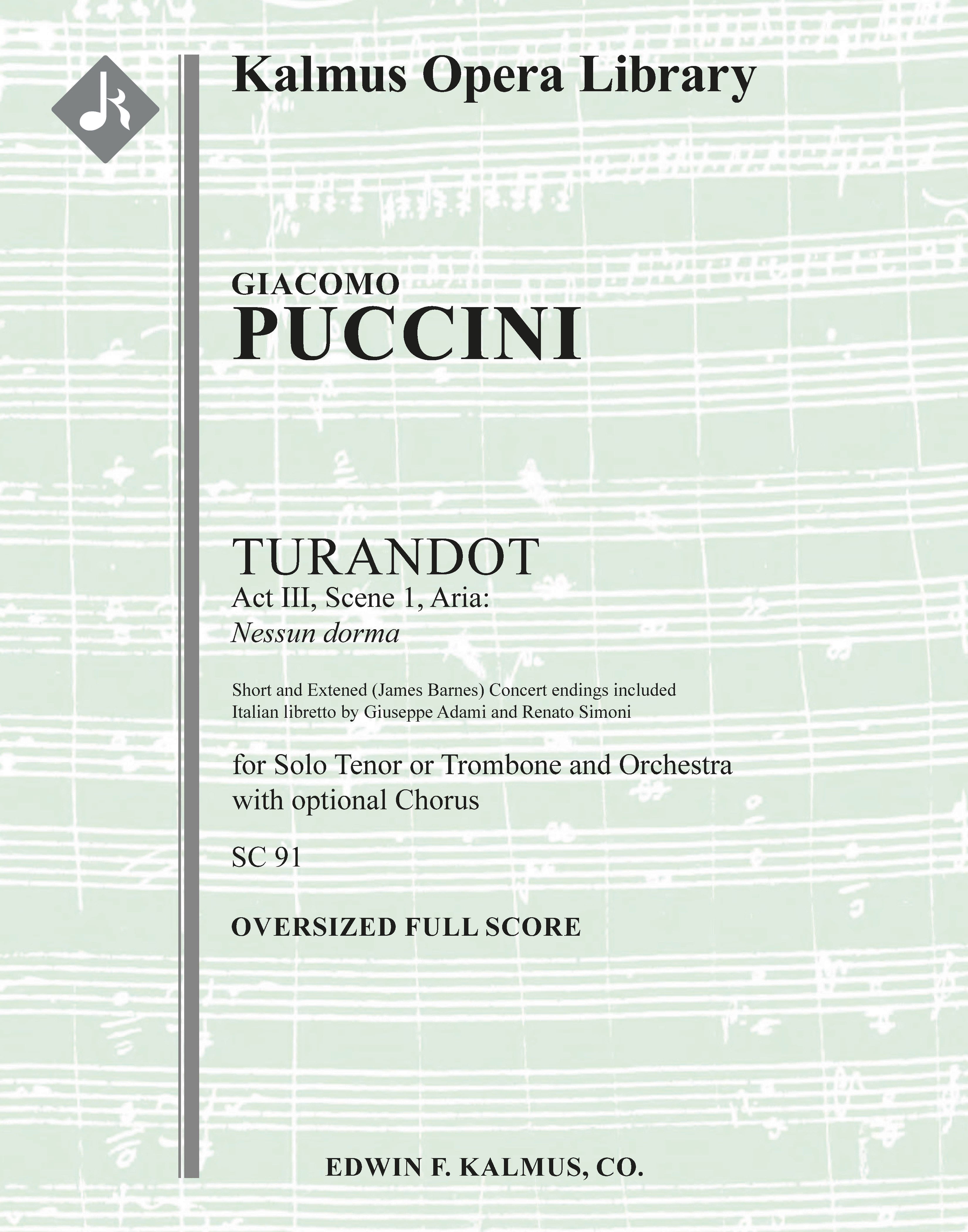 Turandot: Act III, Scene 1, Aria: Nessun dorma (short and extend concert endings) Cover Image