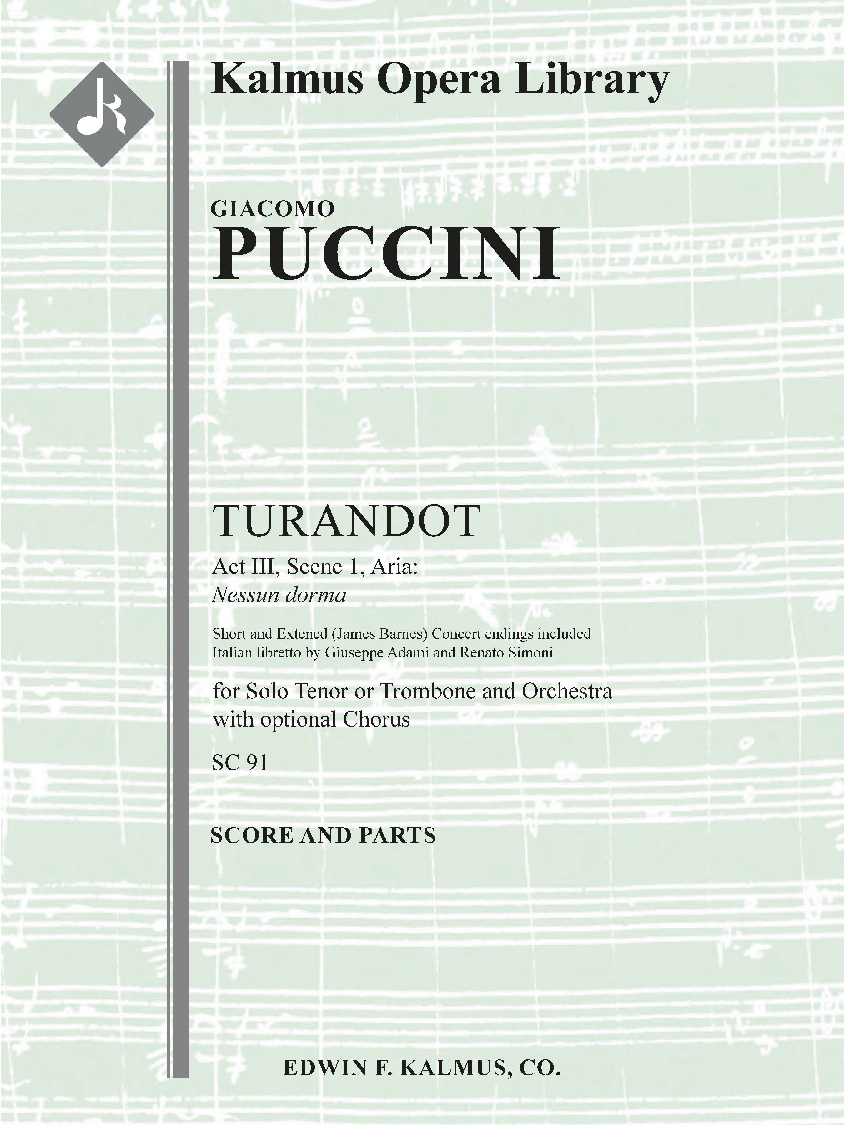 Turandot: Act III, Scene 1, Aria: Nessun dorma (short and extend concert endings) Cover Image