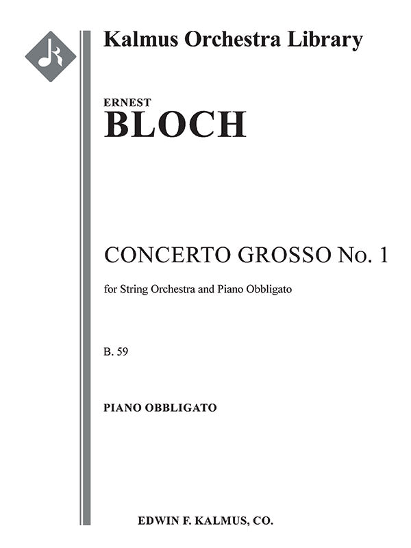 Concerto Grosso No. 1 for String Orchestra and Piano Obbligato, B. 59 Cover Image