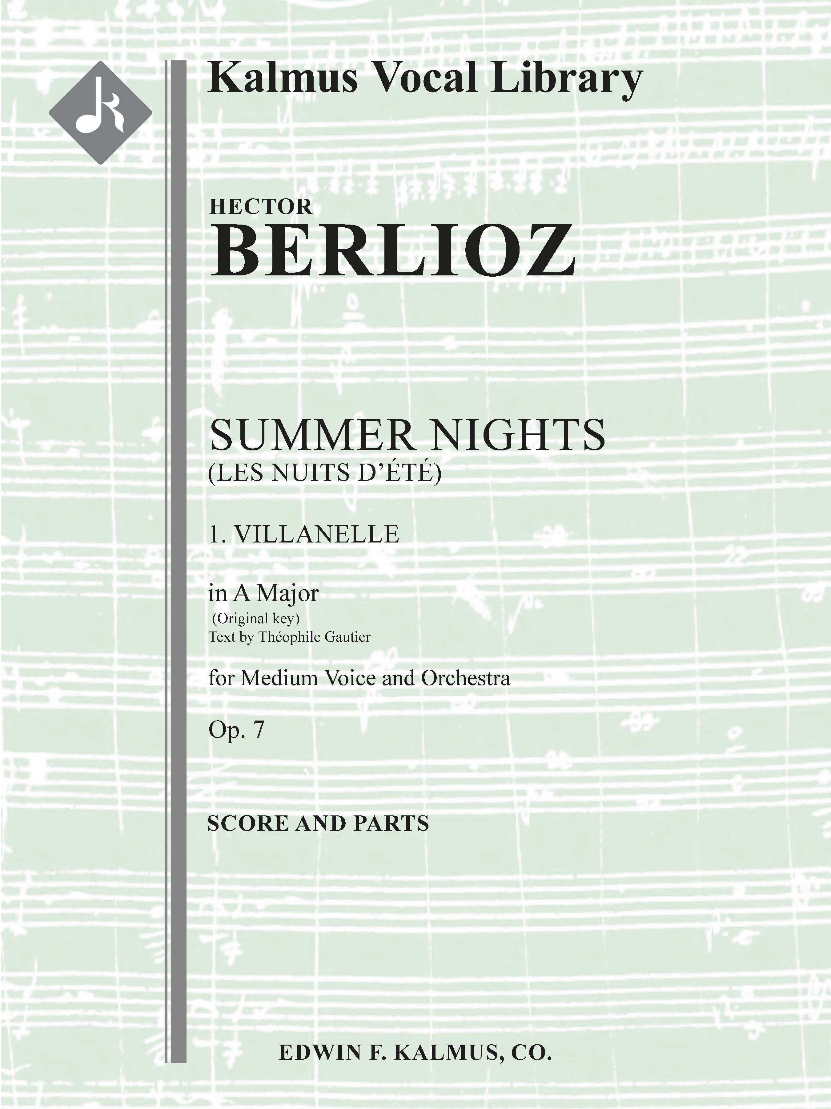 Summer Nights, Op. 7 (Les nuits d'été): 1. Villanelle (original key of A) Cover Image