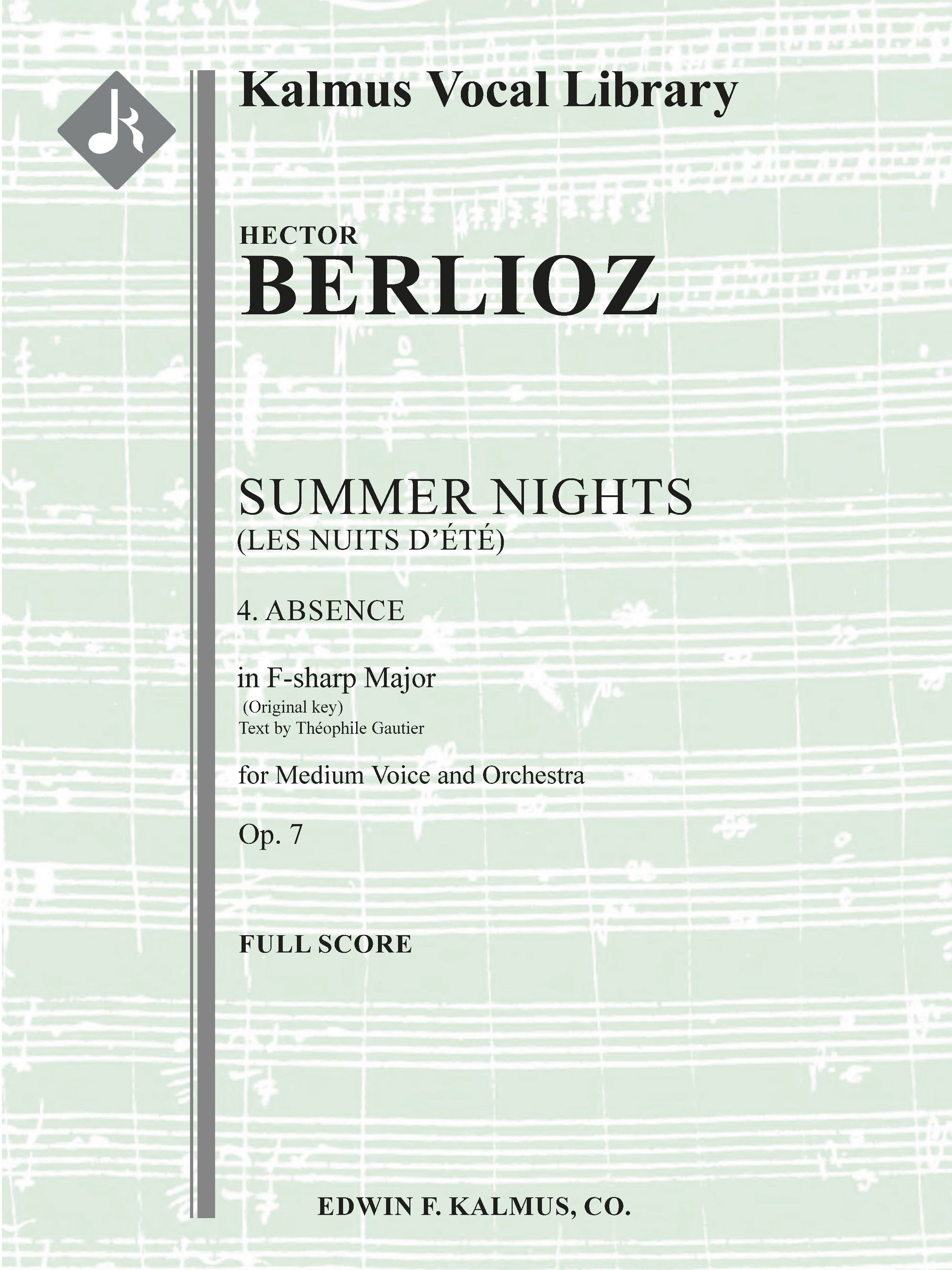 Summer Nights, Op. 7 (Les nuits d'été): 4. Absence (original key of F-sharp) Cover Image
