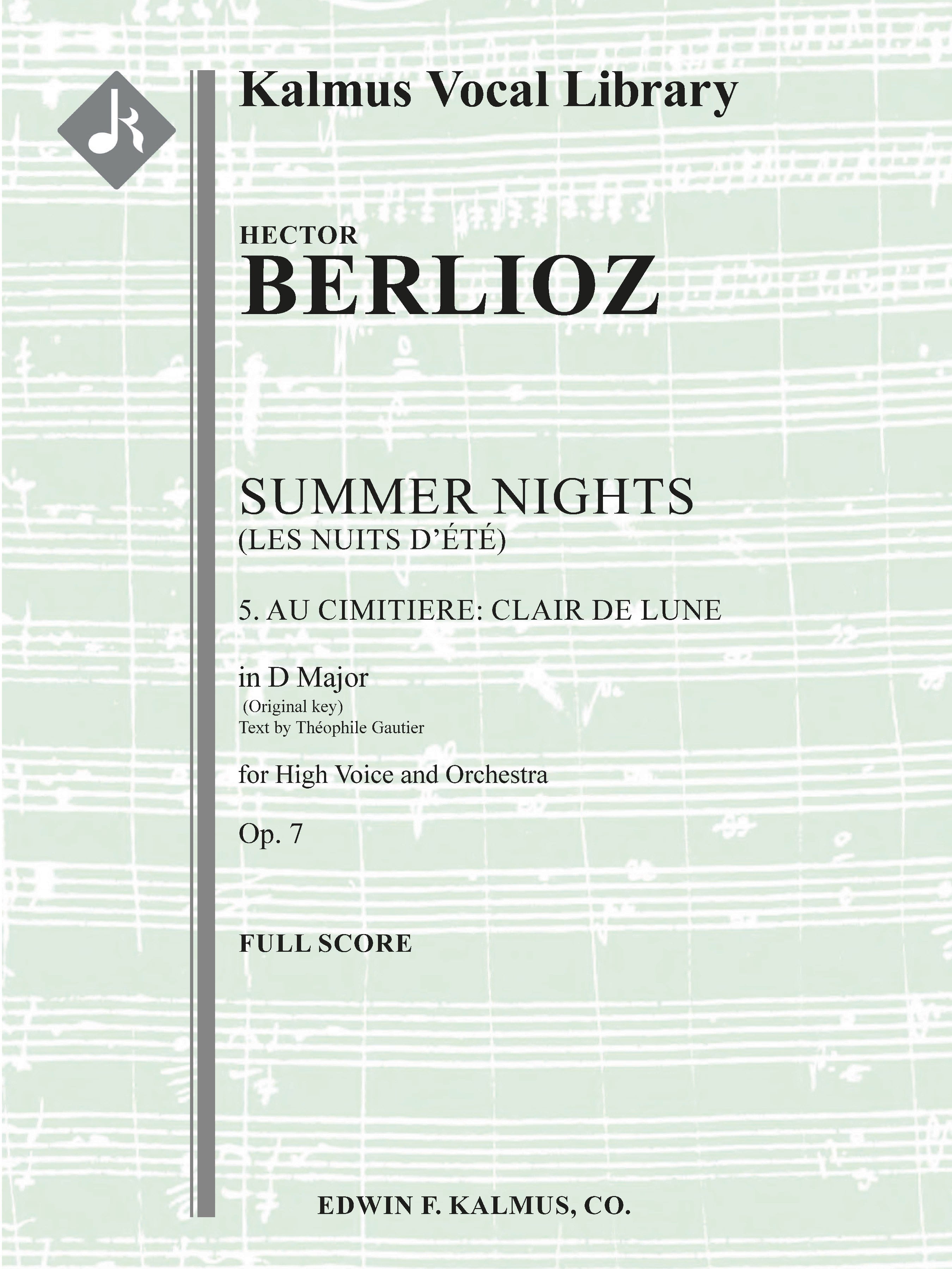 Summer Nights, Op. 7 (Les nuits d'été): 5. Au Cimitiere: Clair de lune (original key of D) Cover Image