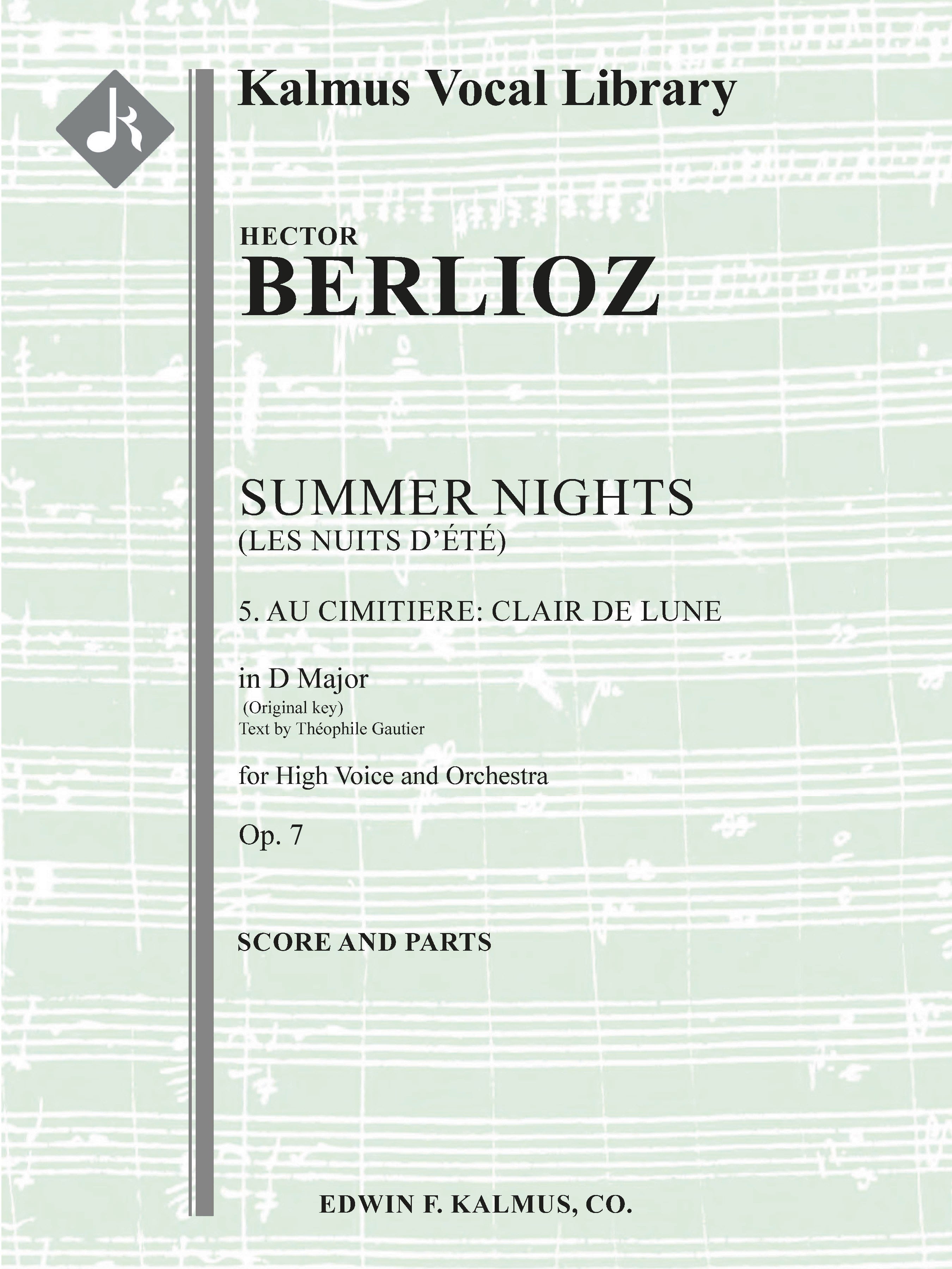 Summer Nights, Op. 7 (Les nuits d'été): 5. Au Cimitiere: Clair de lune (original key of D) Cover Image