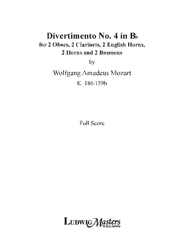 Divertimento No. 4 in B-flat, K. 186/159b Cover Image