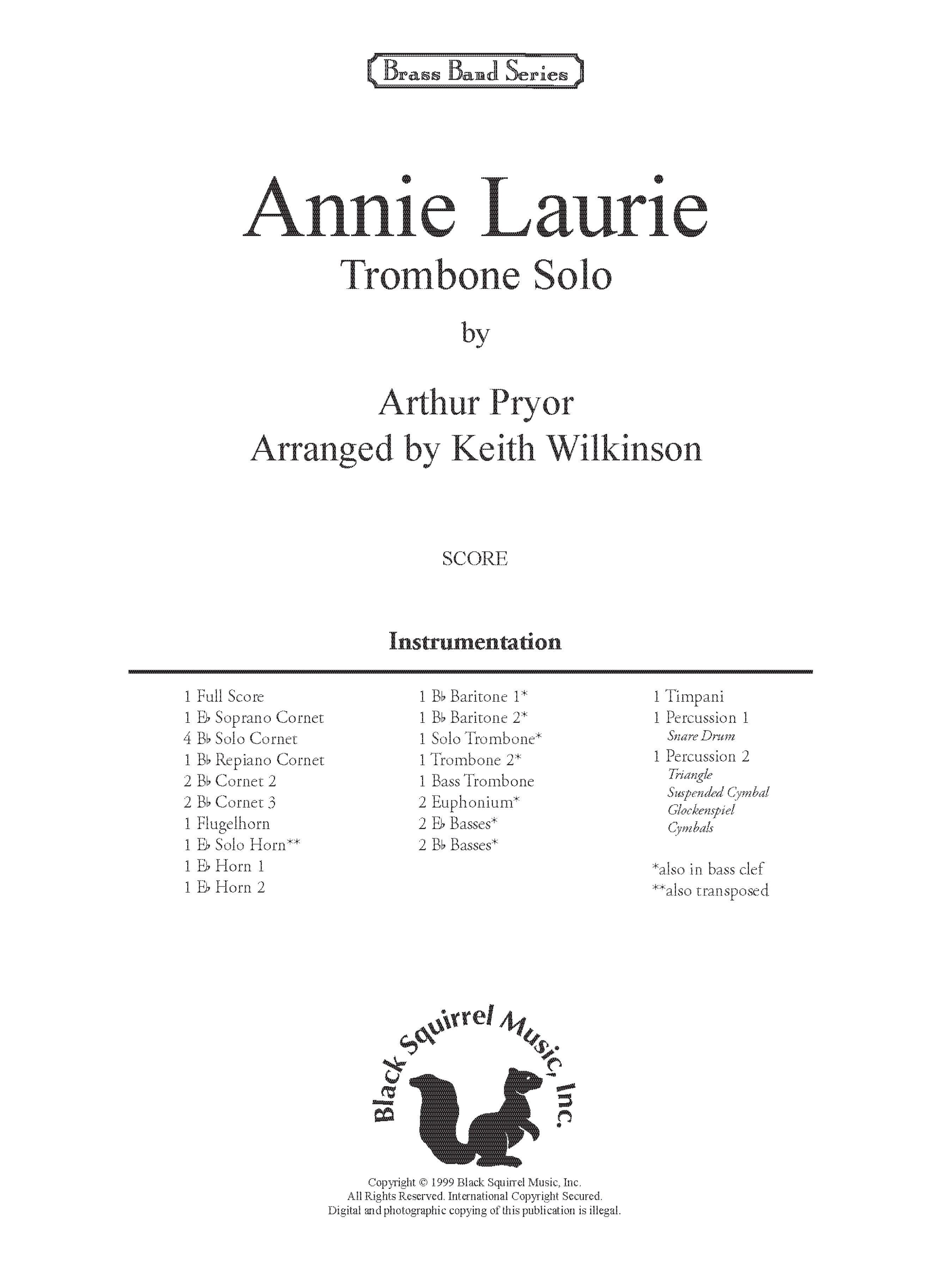 Annie Laurie for Trombone and Brass Band Cover Image
