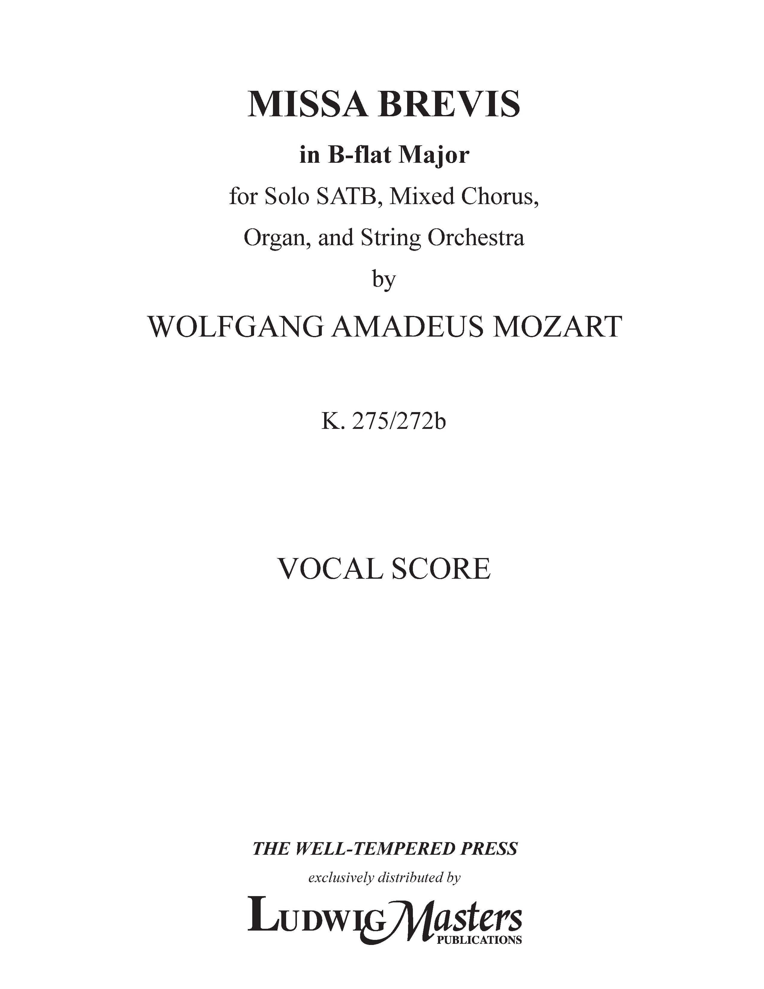 Missa Brevis in B-flat, K. 275/272b Cover Image