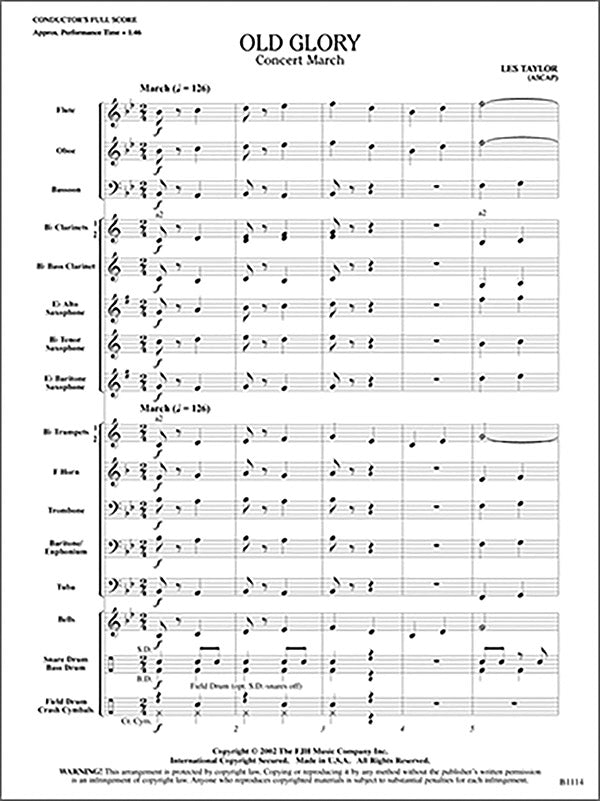 Old Glory: Score Sheet Music Preview