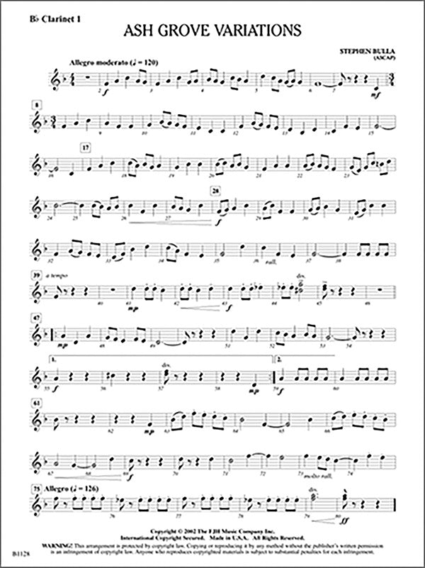 Ash Grove Variations: B-flat Trumpet 2 Sheet Music Preview