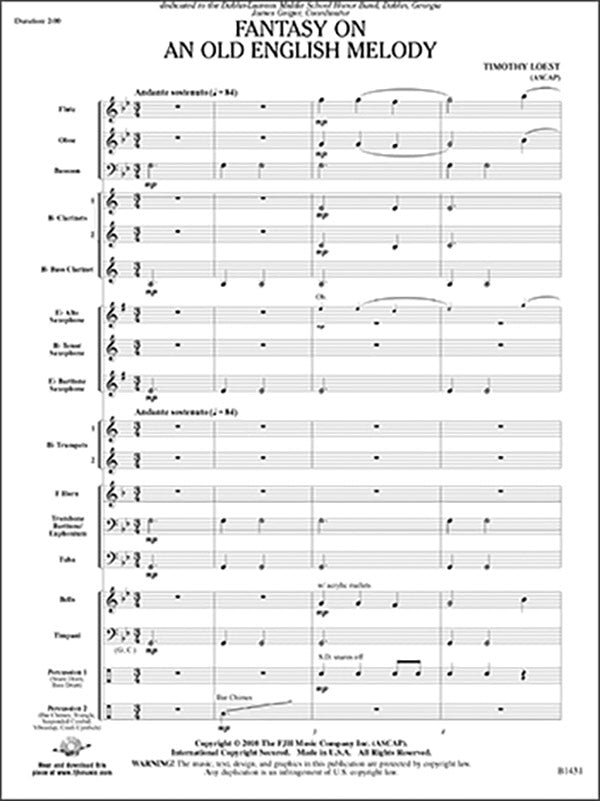 Fantasy on an Old English Melody: Oboe Sheet Music Preview