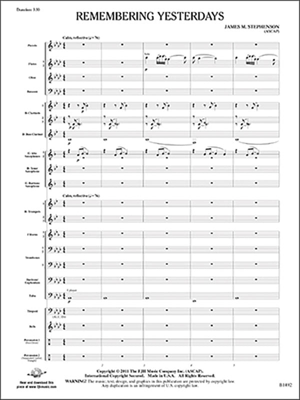 Remembering Yesterdays: B-flat Trumpet 1 Sheet Music Preview