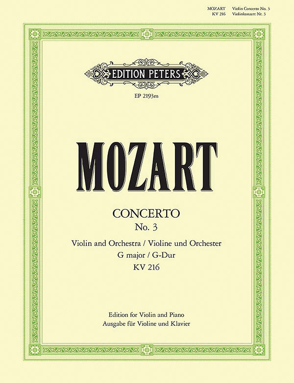 Violin Concerto No. 3 in G K216 (Edition for Violin and Piano) Cover Image
