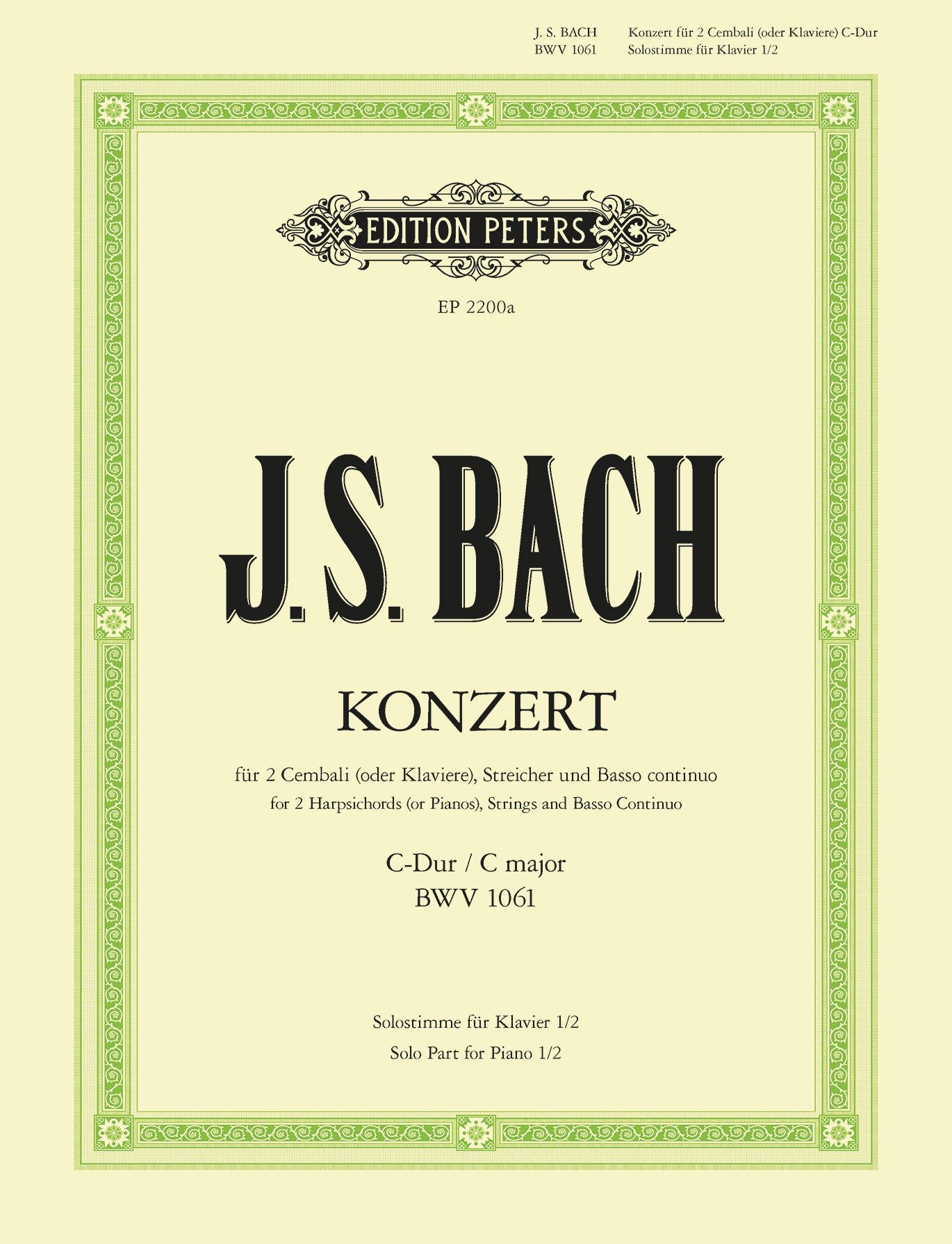 Double Concerto in C BWV 1061 Cover Image