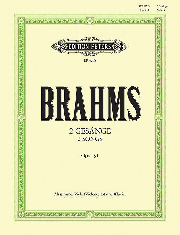 2 Songs Op. 91 for Alto Voice with Viola (Cello) and Piano Cover Image