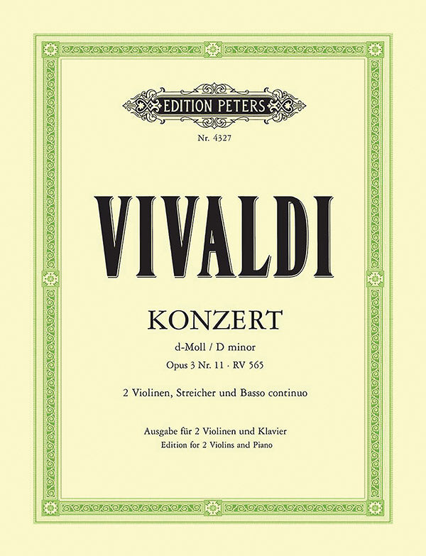 Concerto in D minor Op. 3 No. 11 (RV 565) (Edition for 2 Violins and Piano) Cover Image
