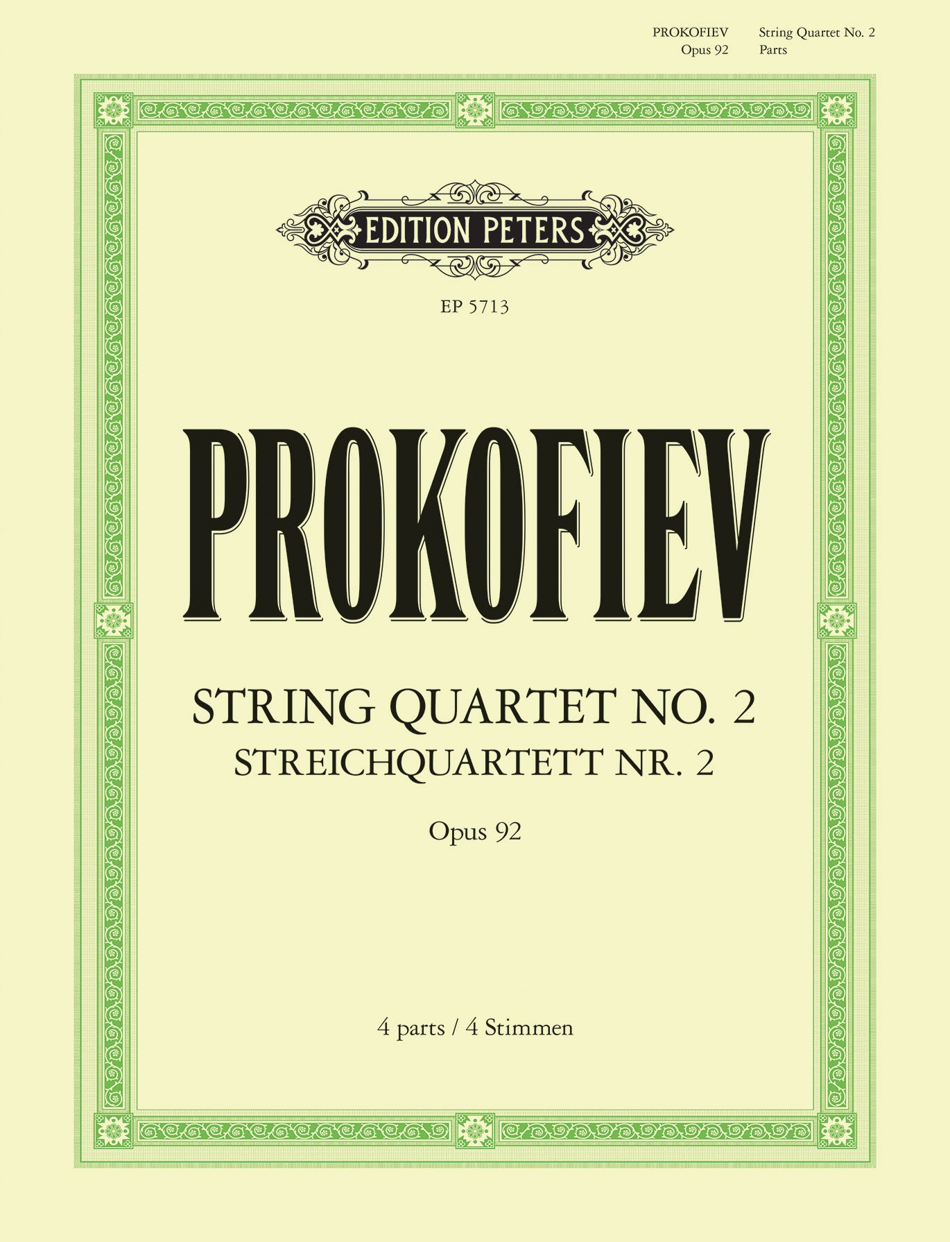 Quartet No. 2 Op.92 Parts Cover Image