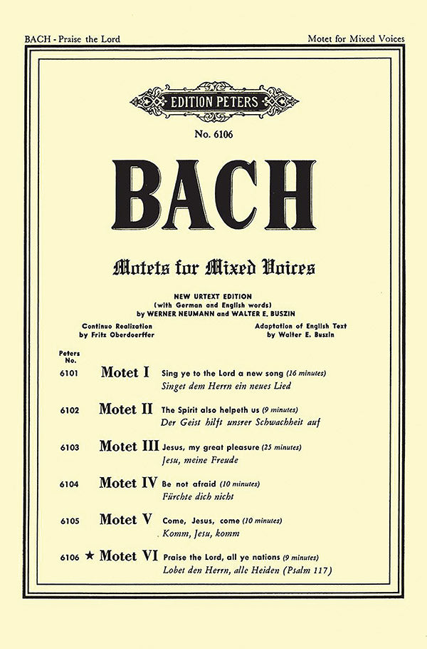 Motet VI BWV 230 (Praise the Lord, all ye Nations) Cover Image