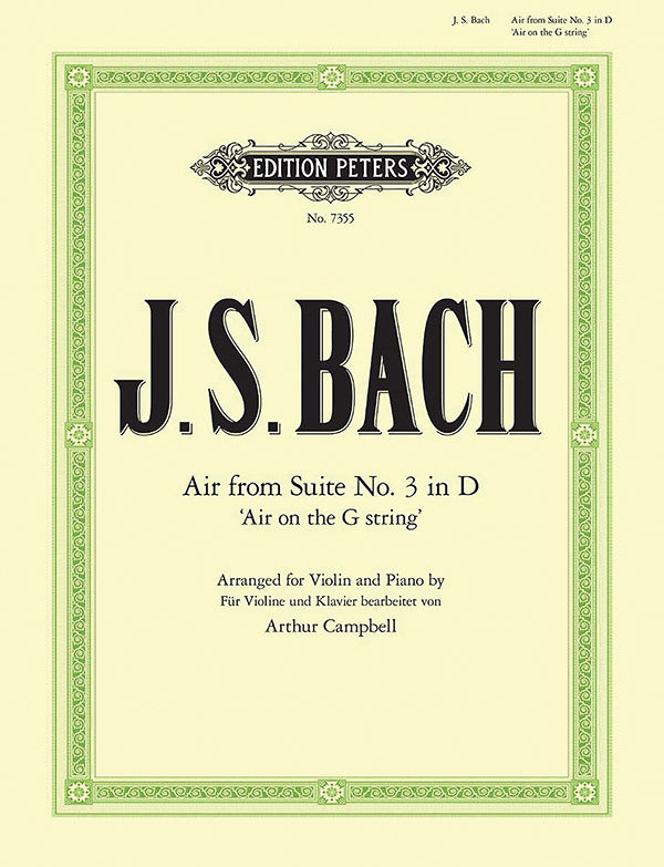 Air on the G String from Orch. Suite No. 3 BWV 1068 (Arr. for Violin & Piano) Cover Image