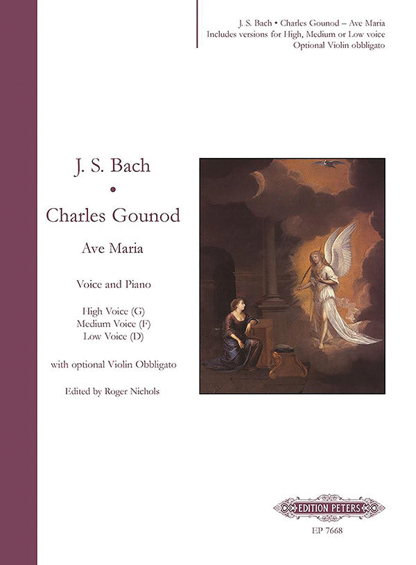 Ave Maria for Voice and Piano (Vn. ad lib.) (3 Keys in One: High/Med./Low Voice) Cover Image