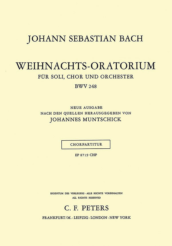 Christmas Oratorio BWV 248 Choral Score Cover Image