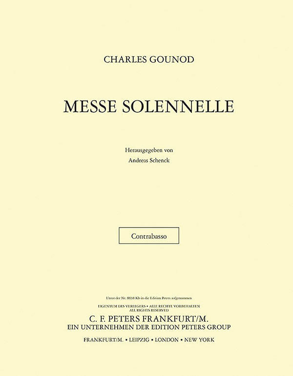 Messe solennelle en l'honneur de Sainte Cécile (St. Cecilia Mass) (Contrabass Part) Cover Image