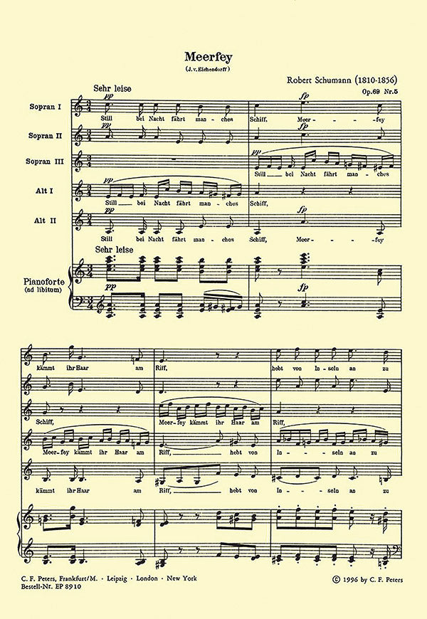 Meerfey Op. 6 No. 5 for SSSAA Choir and Piano Cover Image