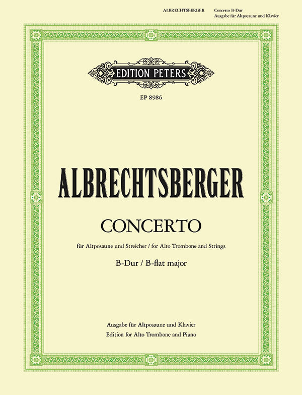 Alto Trombone Concerto in B flat (Edition for Alto Trombone and Piano) Cover Image